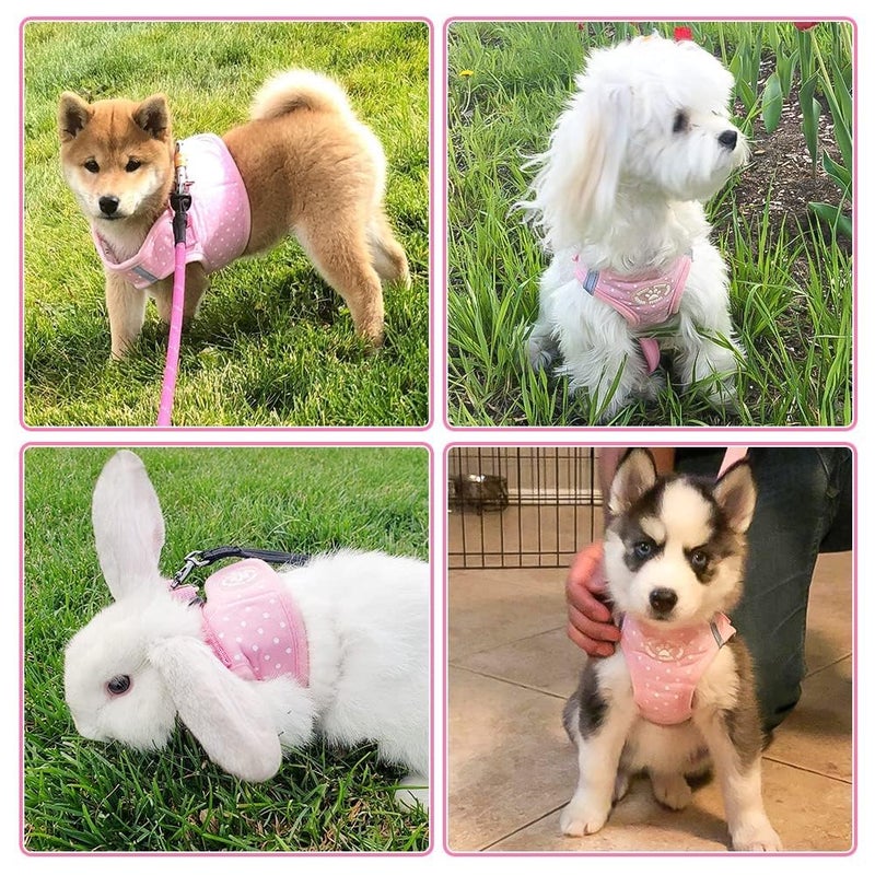 BINGPET Dog Vest Harness for Puppy and Cat, No Pull Adjustable Reflective Step-in Puppy Harness Cute Pink Polka Dot Soft for Small and Medium Dogs - Image 5